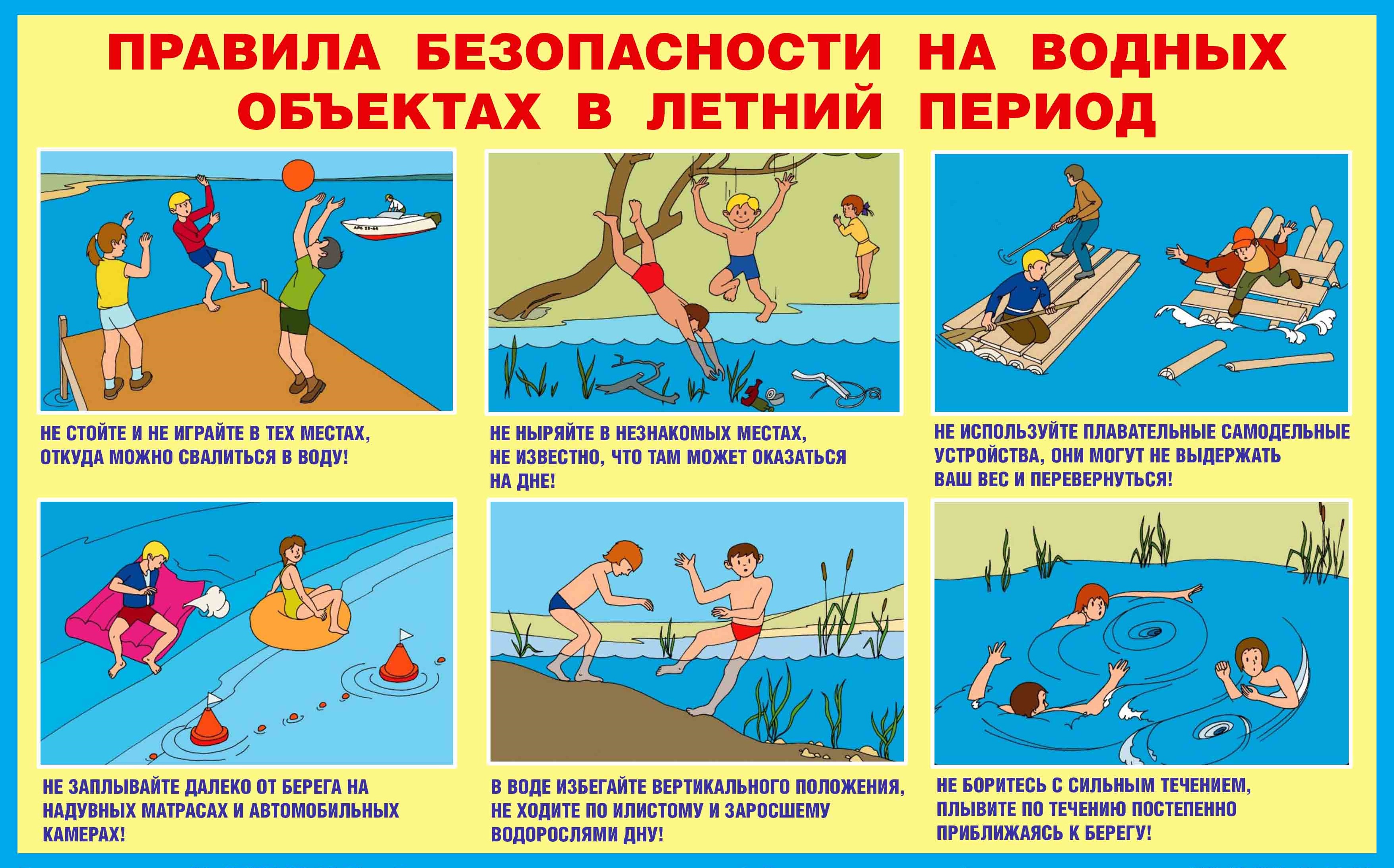 Правила безопасности на водных объектах в летний период..